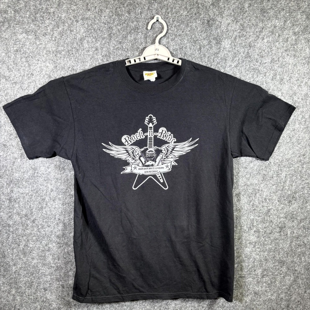 Hard Rock Albuquerque Rock-n-Ride 2010 Graphic T-Shirt Mens Large Black Wings